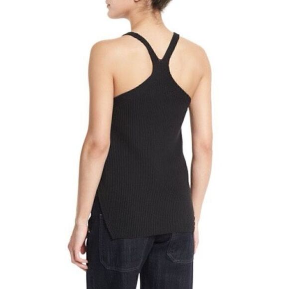 Helmut Lang Ribbed Cotton Racerback Sweater Tank - Picture 2 of 11